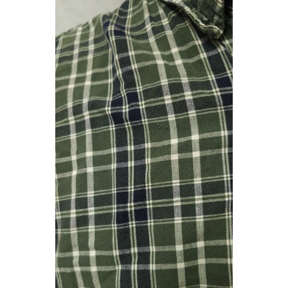 Eddie Bauer Mens Large Reg Green Plaid Heavyweight Button Down Long Sleeve Shirt - Picture 4 of 10